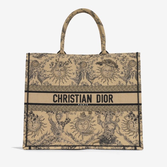 Dior NWT large book tote toile du soleil beige NEW 2023 - Picture 1 of 4